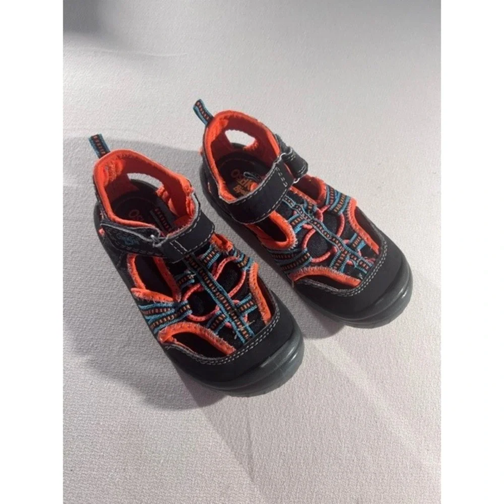 OshKosh B'gosh Water Sandals Kids Size 9 Black Orange Good JAX2-B Sporty